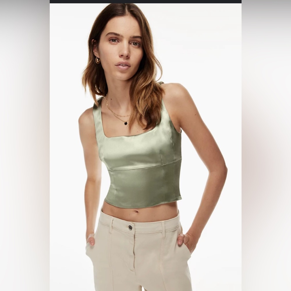 Aritzia Wilfred Ivory Satin Bustier Top